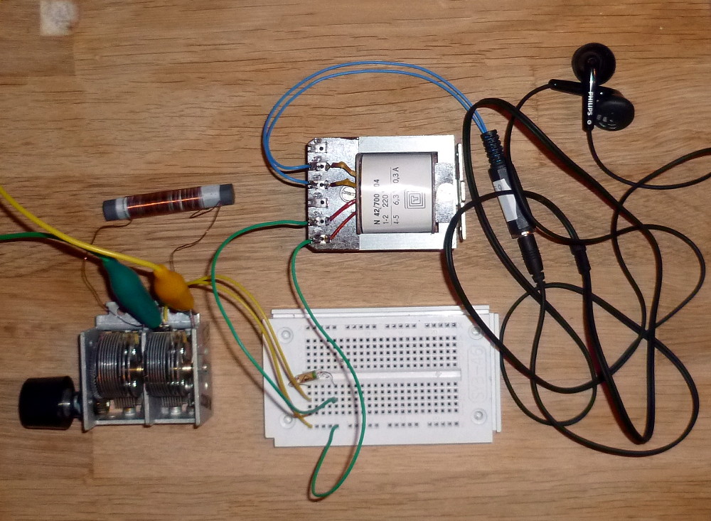 Aufbau mit 6,3V-Heiztrafo