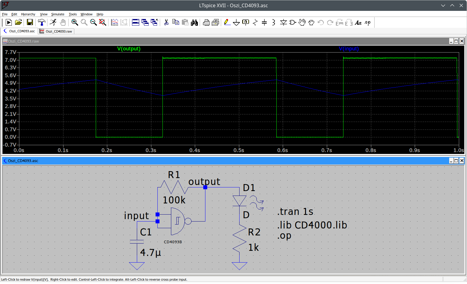 Oszillator mit CD4093, Schaltung 1