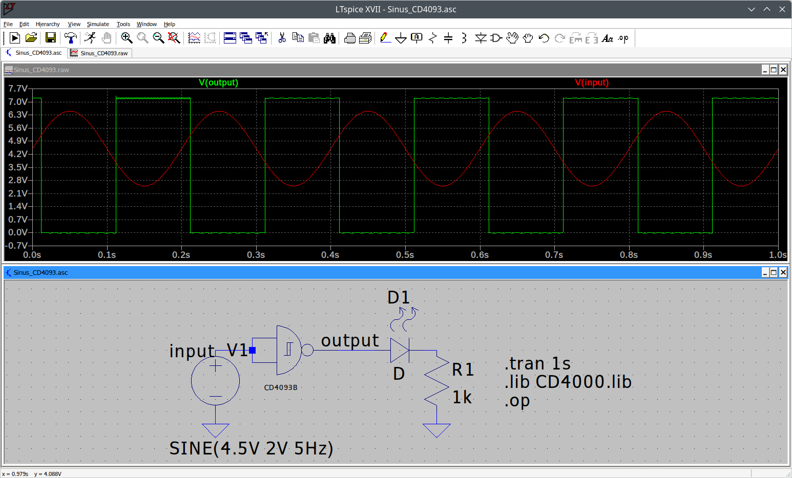 CD4093 mit Sinusschwingung
